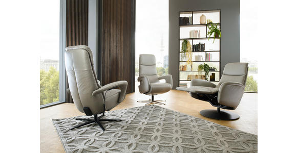 RELAXSESSEL in Leder Greige  - Greige/Schwarz, Design, Leder/Metall (76/108/86cm) - Dieter Knoll