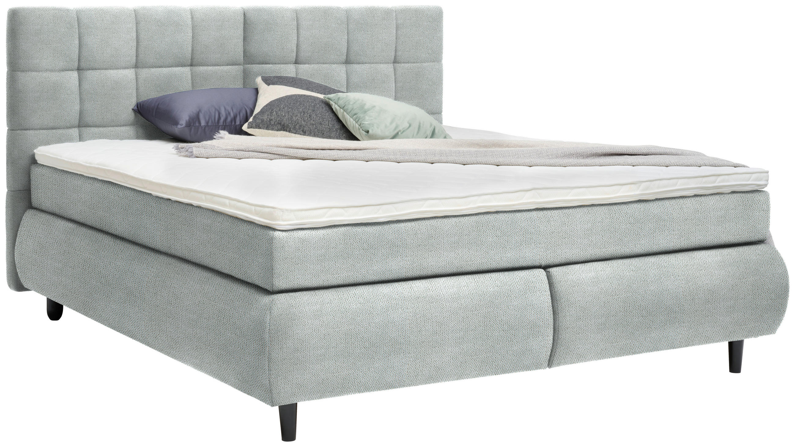 BOXSPRINGBETT 160/200 cm  in Hellgrau  - Hellgrau/Schwarz, KONVENTIONELL, Holz/Textil (160/200cm) - Ti'me