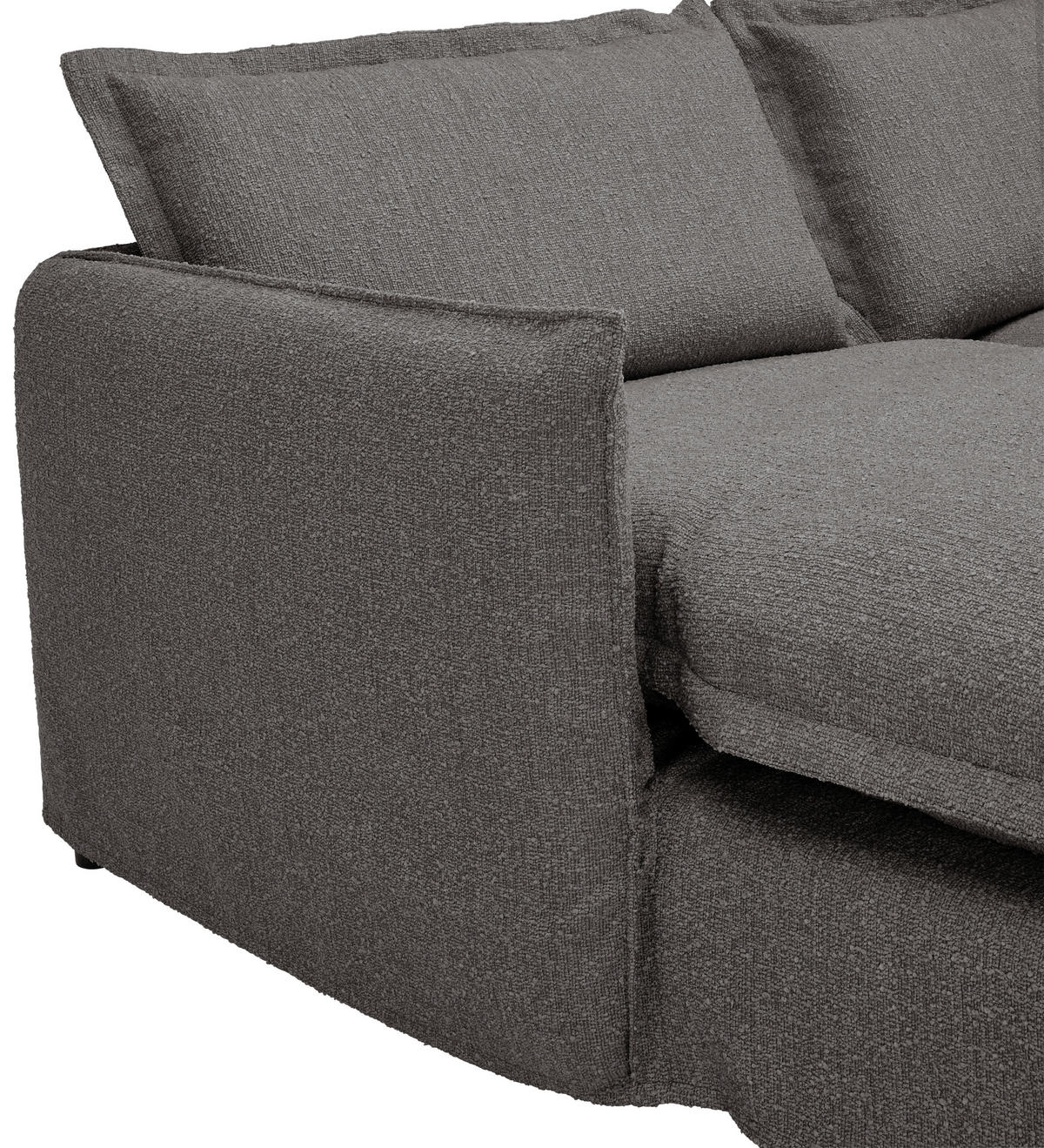 HUSSEN-ECKSOFA in Flachgewebe, Bouclé Grau  - Schwarz/Grau, Trend, Textil/Metall (165/295cm) - Livetastic