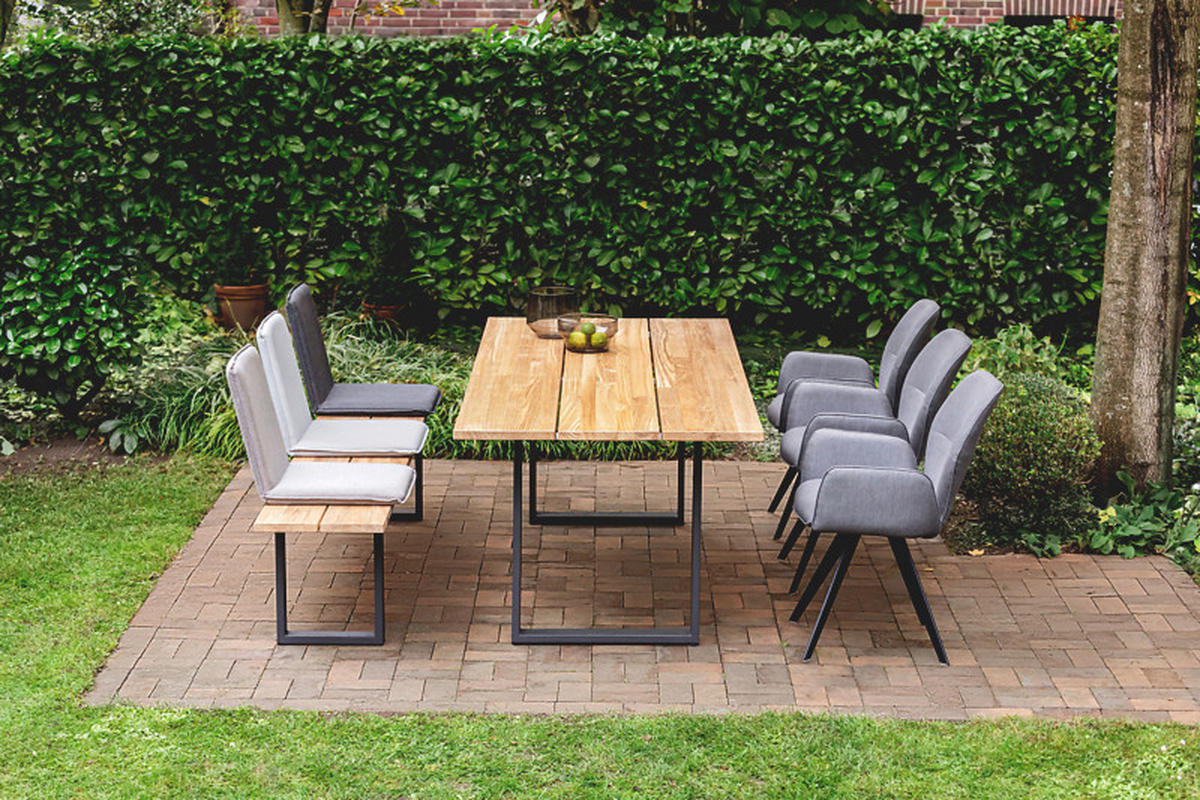 GARTENTISCH Holz Teakfarben rechteckig  - Anthrazit/Teakfarben, Design, Holz/Metall (200/95/76cm)