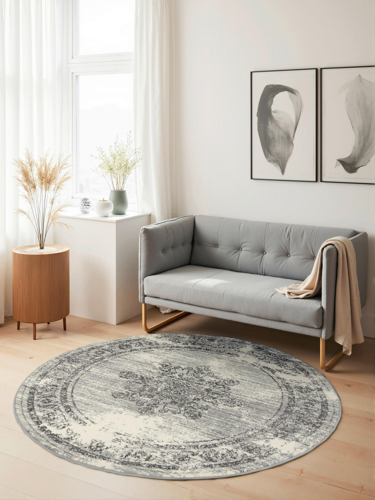 FLACHWEBETEPPICH 120 cm Gloria Creme, Grau  - Creme/Grau, Design, Kunststoff/Textil (120cm)