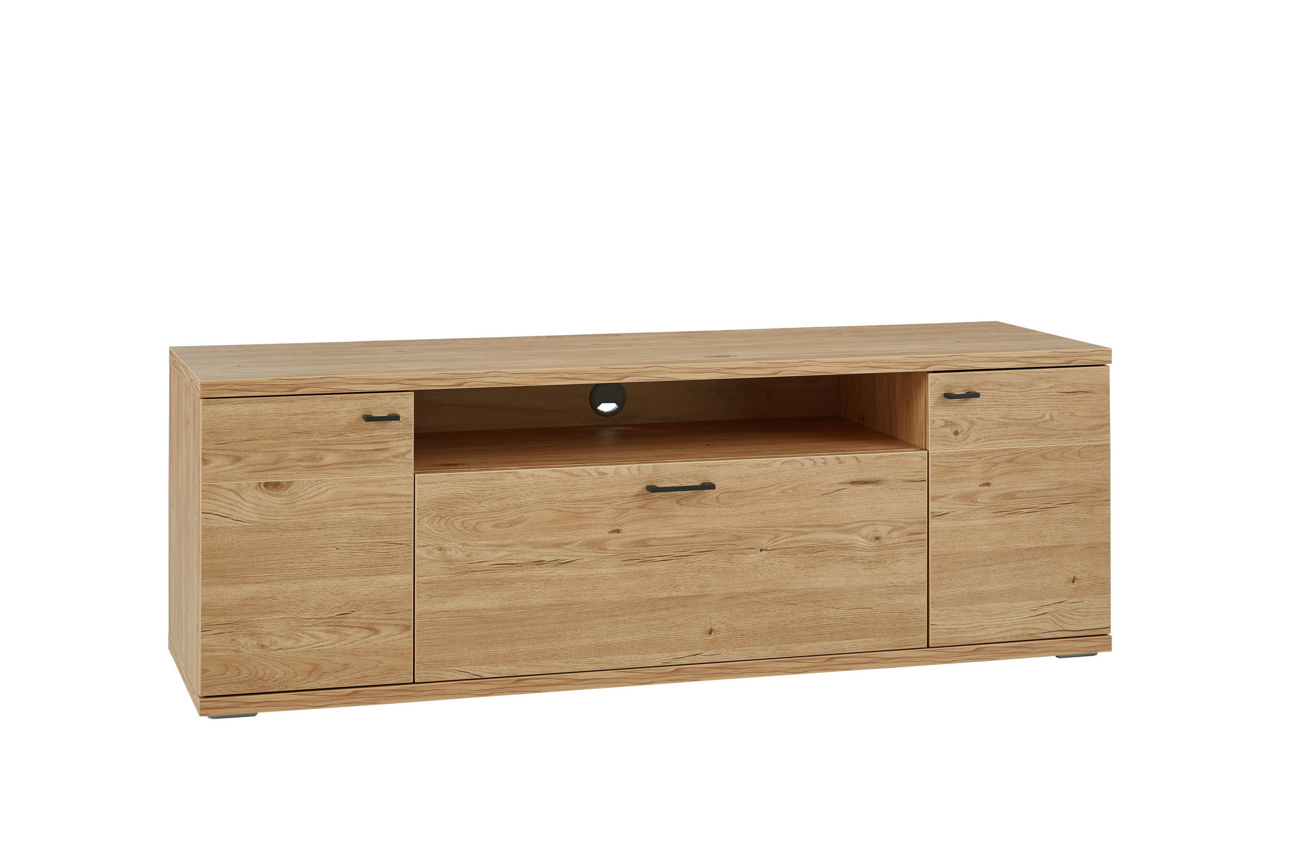 TV-ELEM 160/54,6/50 cm  - tölgyfa színű/fekete, Lifestyle, műanyag/faalapú anyag (160/54,6/50cm) - home24
