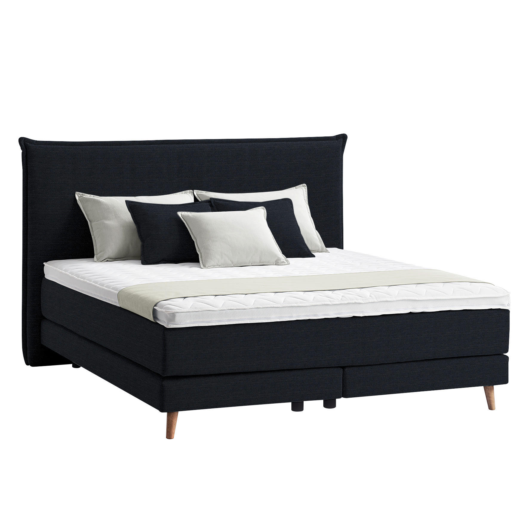 BOXSPRINGBETT 180/200 cm  in Schwarz  - Eichefarben/Schwarz, Design, Holzwerkstoff/Textil (180/200cm) - home24