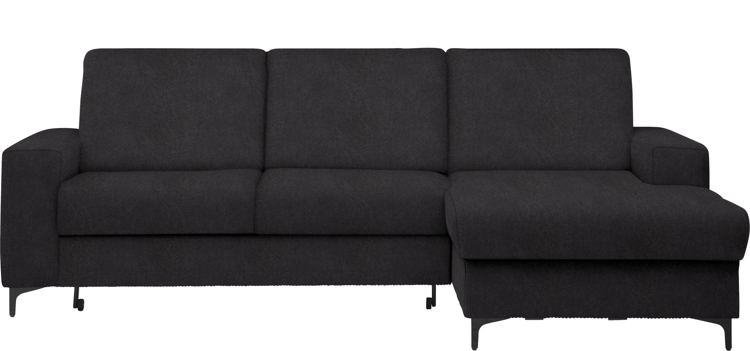 ECKSOFA Anthrazit Velours  - Anthrazit/Schwarz, KONVENTIONELL, Textil/Metall (247/167cm) - Stylife