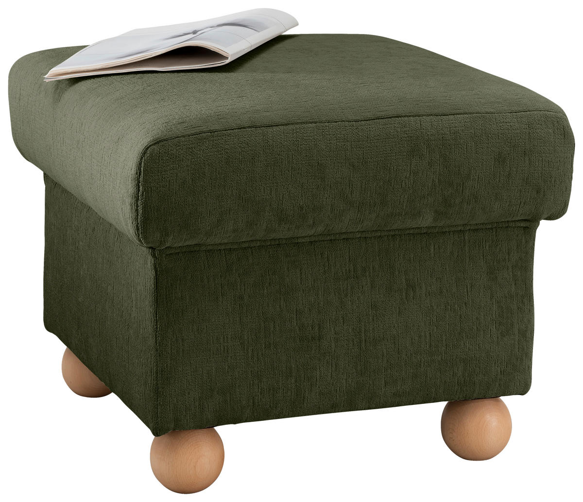 HOCKER in Textil Grün  - Wildeiche/Grün, Konventionell, Holz/Textil (56/46/56cm) - Livetastic