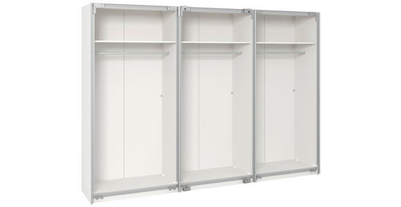SCHWEBETÜRENSCHRANK  in Weiß  - Edelstahlfarben/Weiß, Design, Glas/Holzwerkstoff (303/215/65cm) - Carryhome