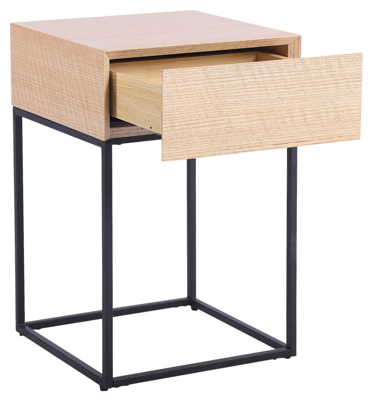 NACHTKÄSTCHEN in furniert Eiche Schwarz, Eichefarben  - Eichefarben/Schwarz, Basics, Holz/Holzwerkstoff (40/62/40cm) - Xora