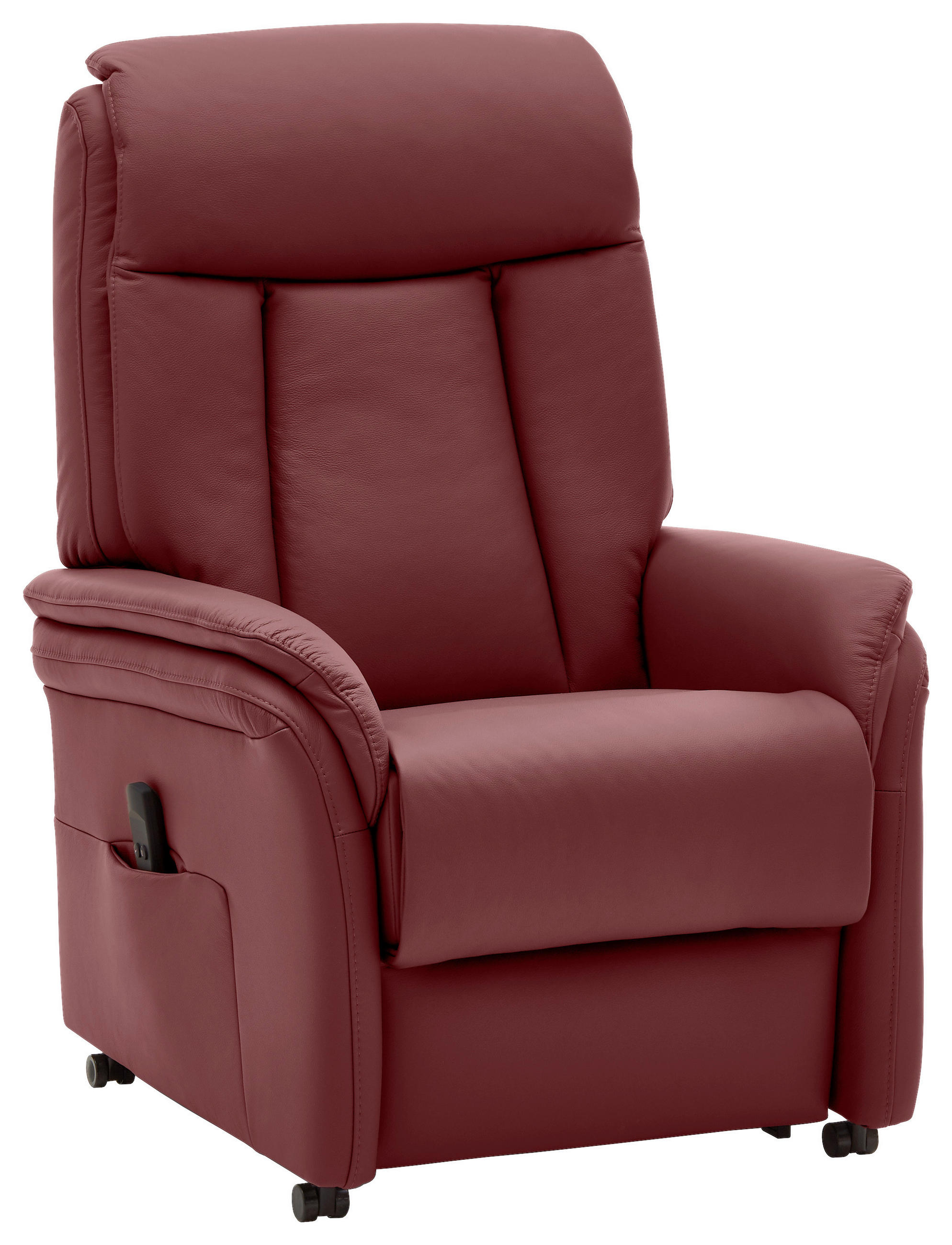 FERNSEHSESSEL mit Relaxfunktion, Aufstehhilfe Echtleder Brombeere - Brombeere, KONVENTIONELL, Leder/Kunststoff (74/107/84cm) - Valdera