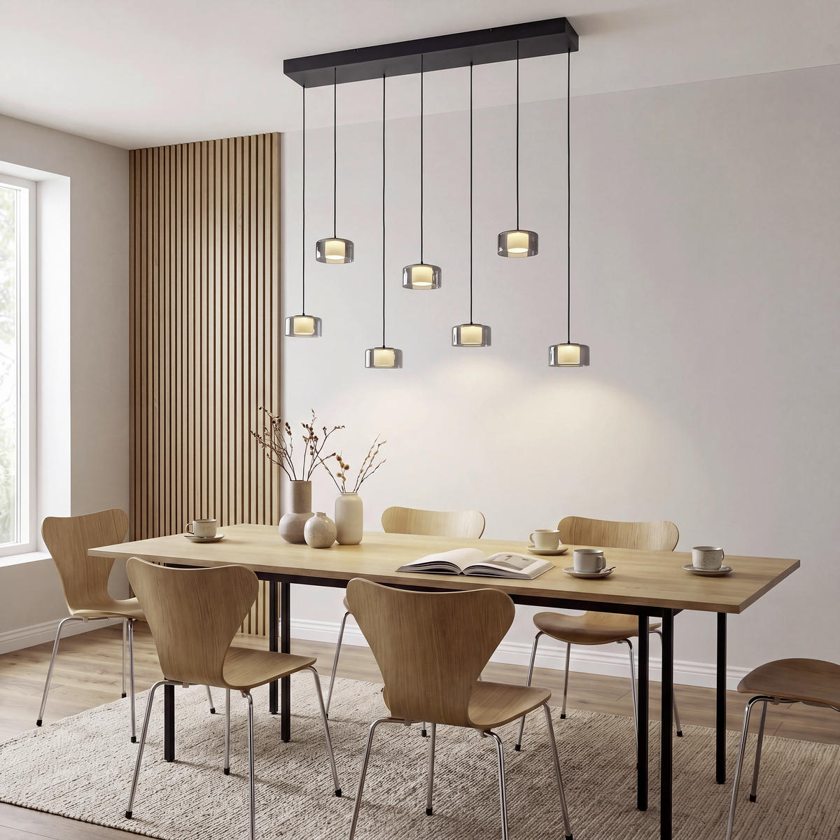 LED-HÄNGELEUCHTE Rika 126/21/180 cm  - Schwarz, Design, Kunststoff/Metall (126/21/180cm) - Paul Neuhaus