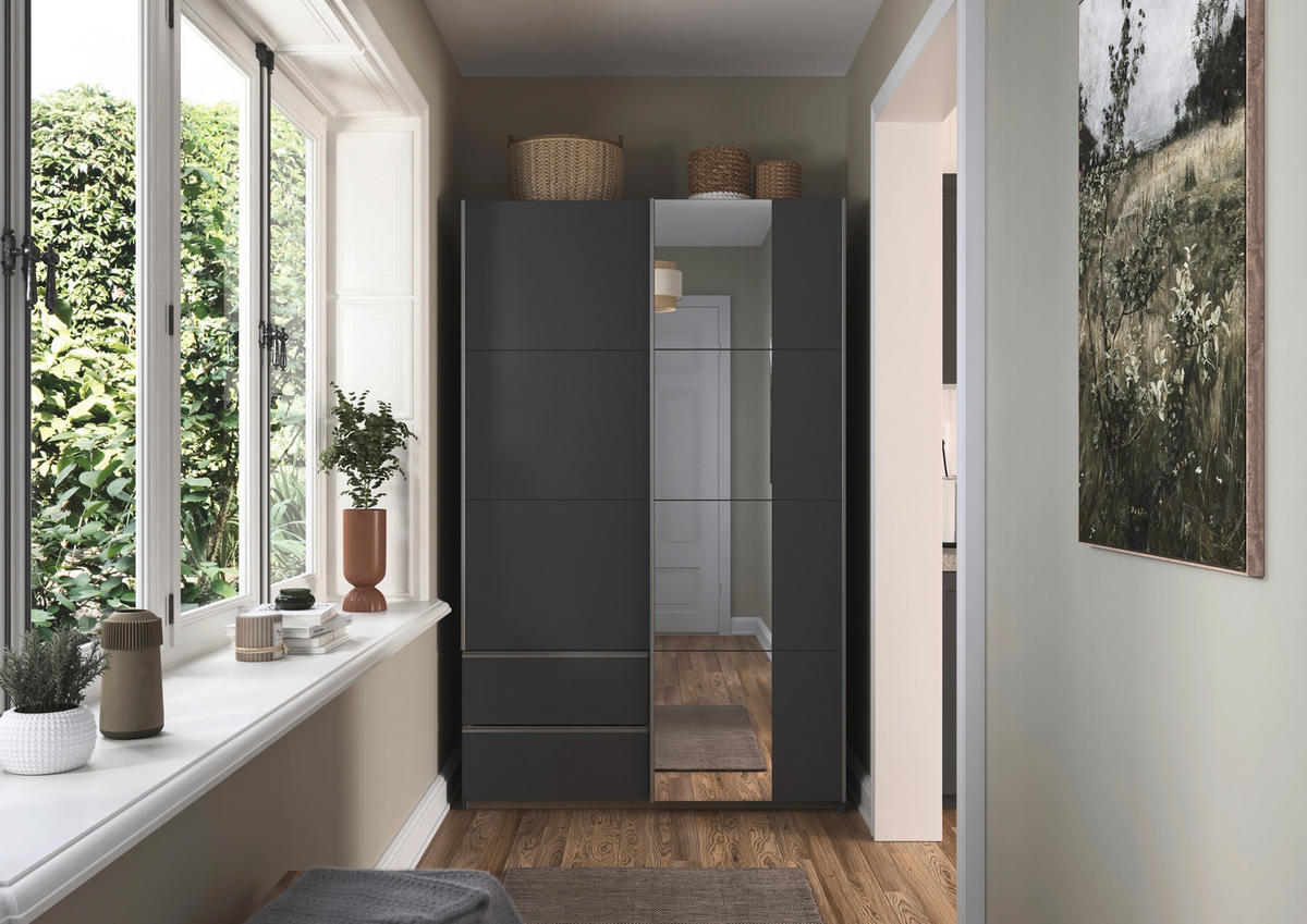 SCHWEBETÜRENSCHRANK in Grau  - Alufarben/Grau, Modern, Holzwerkstoff (131/210/59cm) - Rauch Möbel