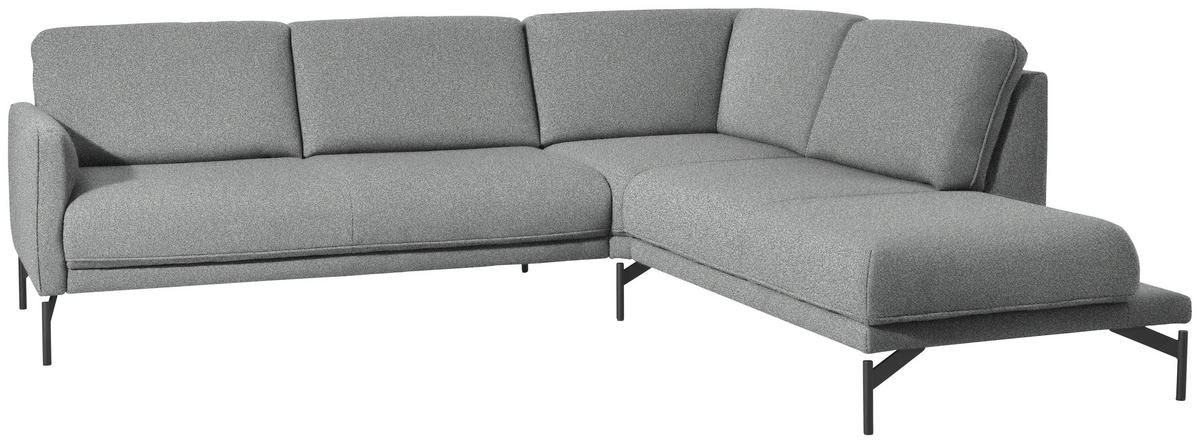 ECKSOFA in Flachgewebe, Struktur Hellgrau  - Anthrazit/Hellgrau, Design, Textil/Metall (254/230cm) - Johann Jakob