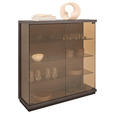 VITRINE Eiche dunkel  117/128/38 cm  - Eiche dunkel, Design, Glas/Holz (117/128/38cm) - Belluti