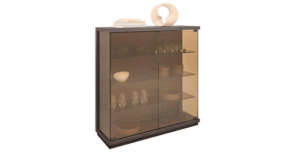 VITRINE Eiche dunkel  117/128/38 cm  - Eiche dunkel, Design, Glas/Holz (117/128/38cm) - Belluti