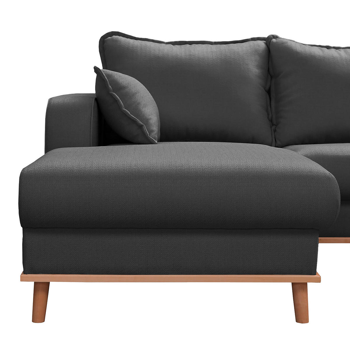 WOHNLANDSCHAFT in Dunkelgrau  - Wengefarben/Dunkelgrau, Design, Holz/Textil (170/296/167cm) - Livetastic