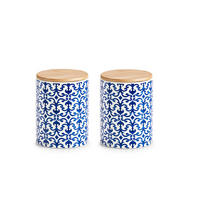 VORRATSDOSENSET  - Blau/Weiß, Basics, Keramik (25,5/25,5/15cm) - Zeller Present