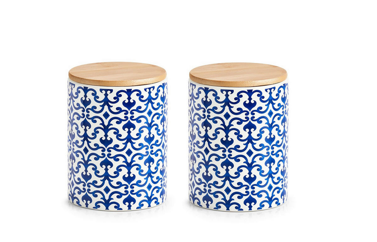 VORRATSDOSENSET  - Blau/Weiß, Basics, Keramik (25,5/25,5/15cm) - Zeller Present