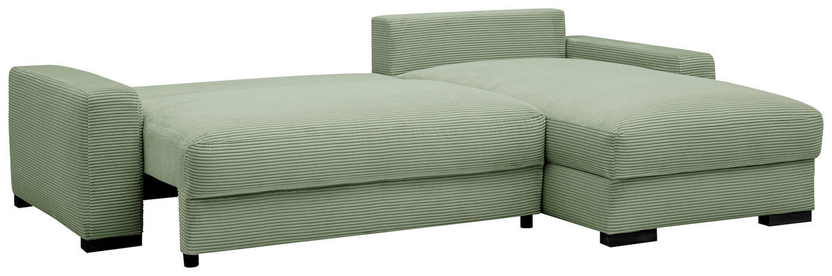 ECKSOFA Mintgrün Cord  - Schwarz/Mintgrün, Design, Holz/Textil (264/184cm) - Stylife