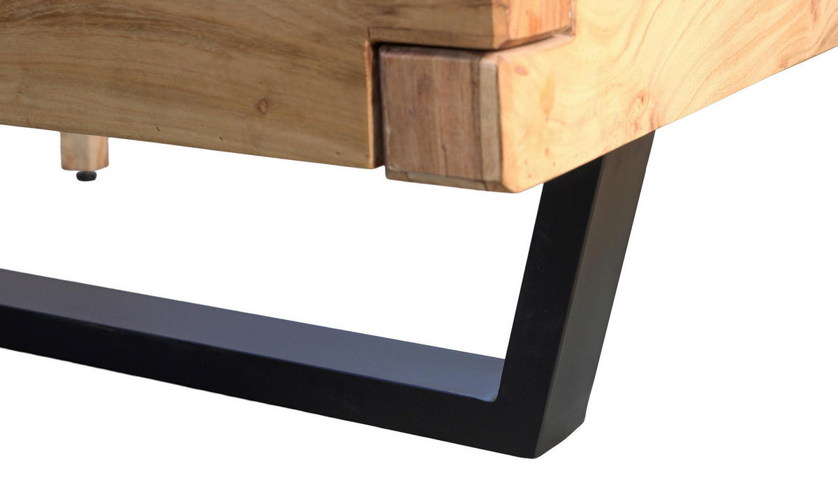 BALKENBETT 180/200 cm  in Naturfarben, Schwarz   - Schwarz/Naturfarben, MODERN, Holz/Metall (180/200cm) - MID.YOU