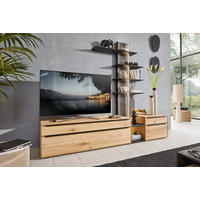 WOHNWAND  in Schwarz, Eichefarben 246/205,5/53,7 cm  - Eichefarben/Anthrazit, Natur, Glas/Holz (246/205,5/53,7cm) - Valnatura