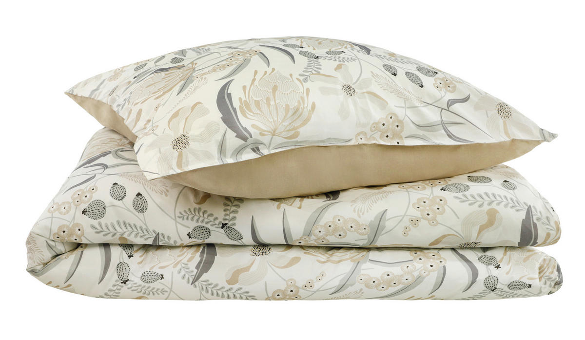 OBOJSTRANNÁ POSTEĽNÁ BIELIZEŇ, renforcé, sivá, svetlosivá, béžová, 140/200 cm - sivá/svetlosivá, Basics, textil (140/200cm) - Schöner Wohnen