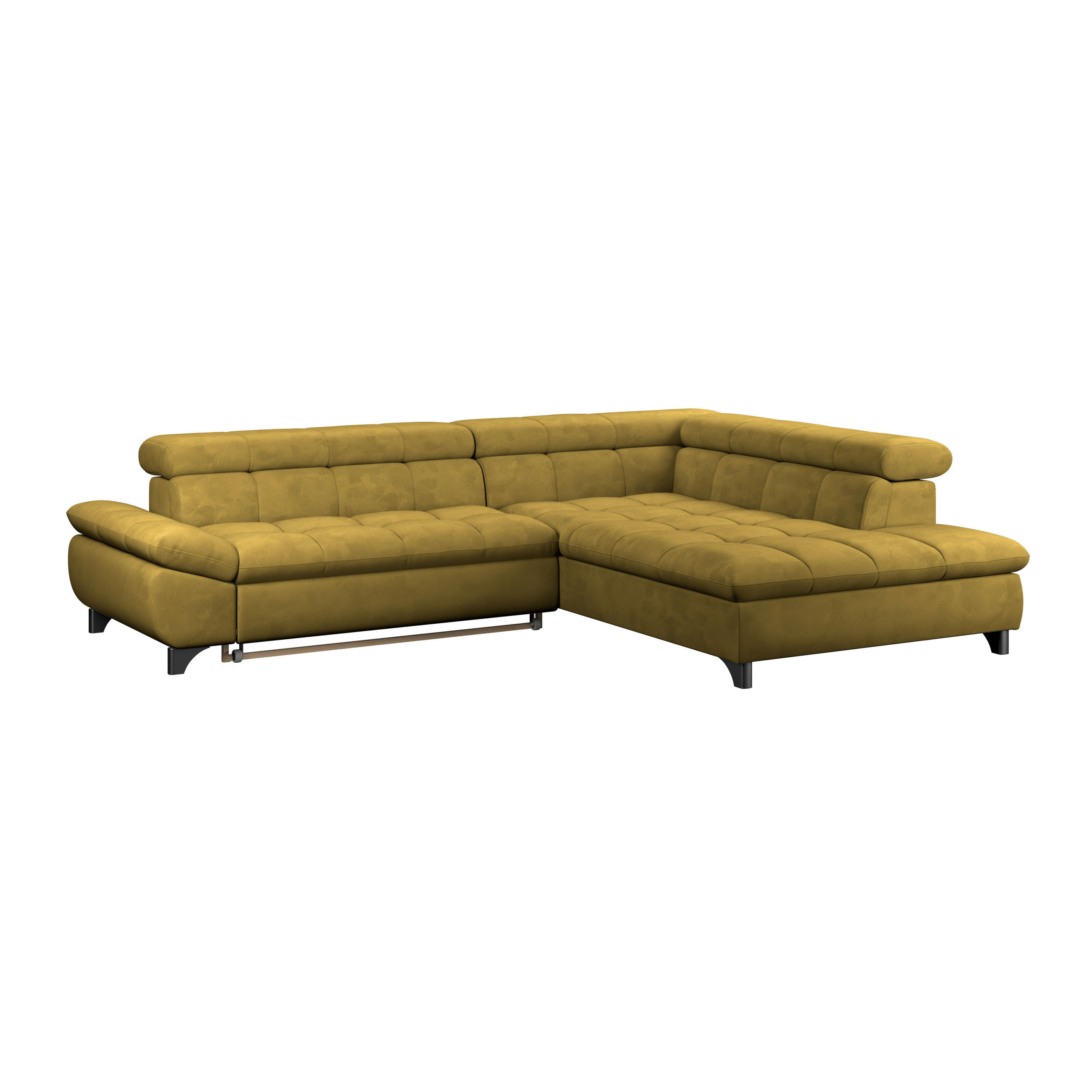 ECKSOFA Senfgelb Chenille  - Chromfarben/Senfgelb, KONVENTIONELL, Textil/Metall (312/234cm) - Livetastic