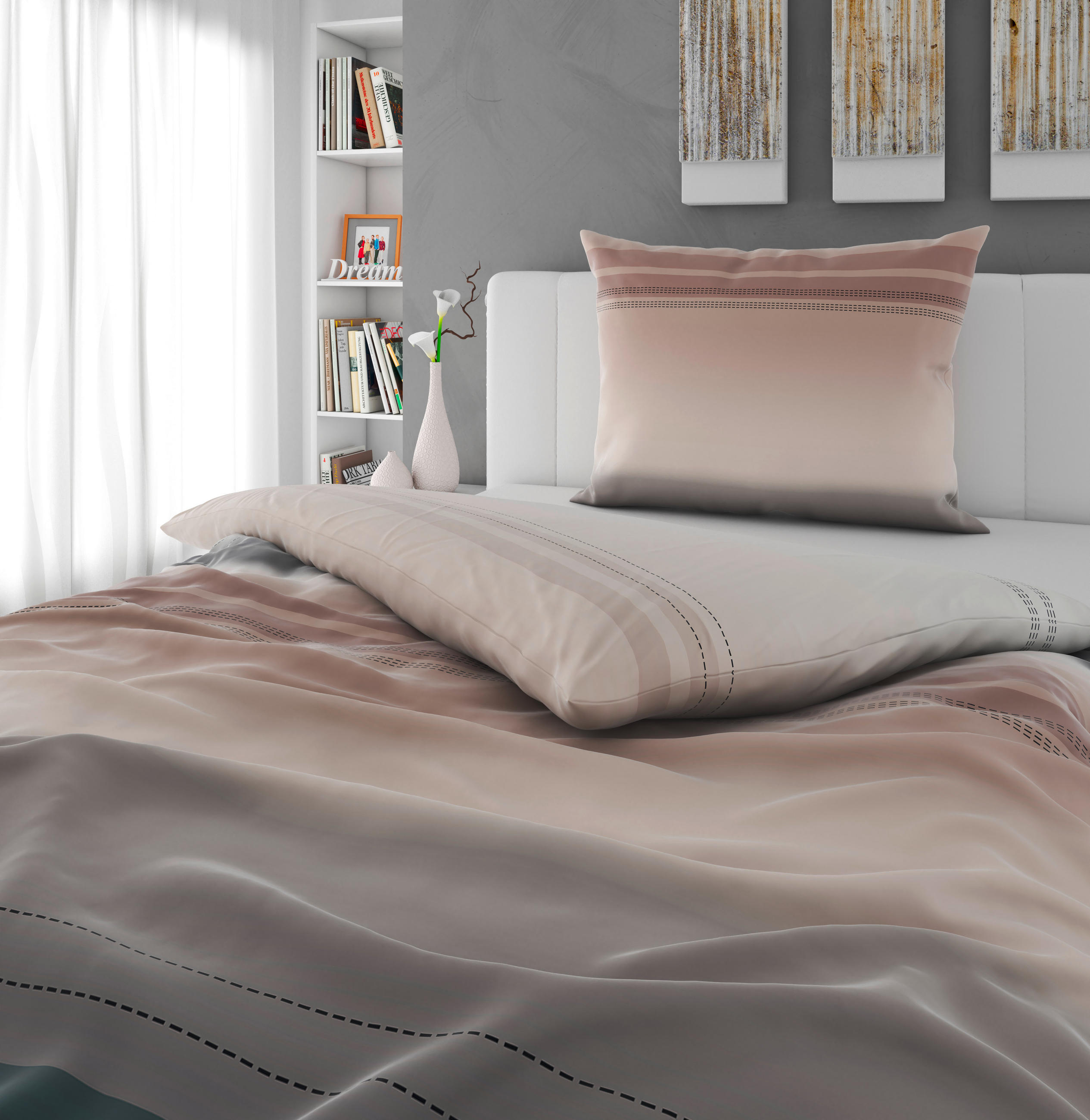 ÁGYNEMŰHUZAT-GARNITÚRA 140/200 cm  - taupe, Konventionell, textil (140/200cm) - Novel