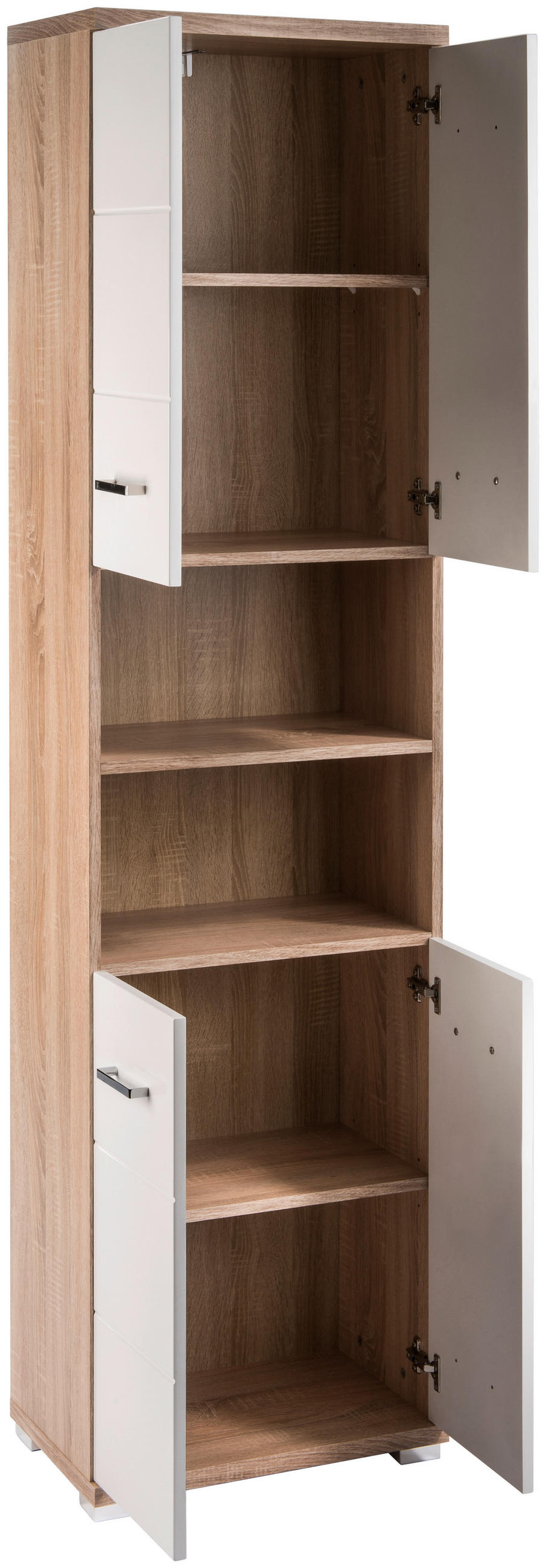 HOCHSCHRANK 50/192/31 cm  - Chromfarben/Weiß Hochglanz, MODERN, Holzwerkstoff/Kunststoff (50/192/31cm) - MID.YOU