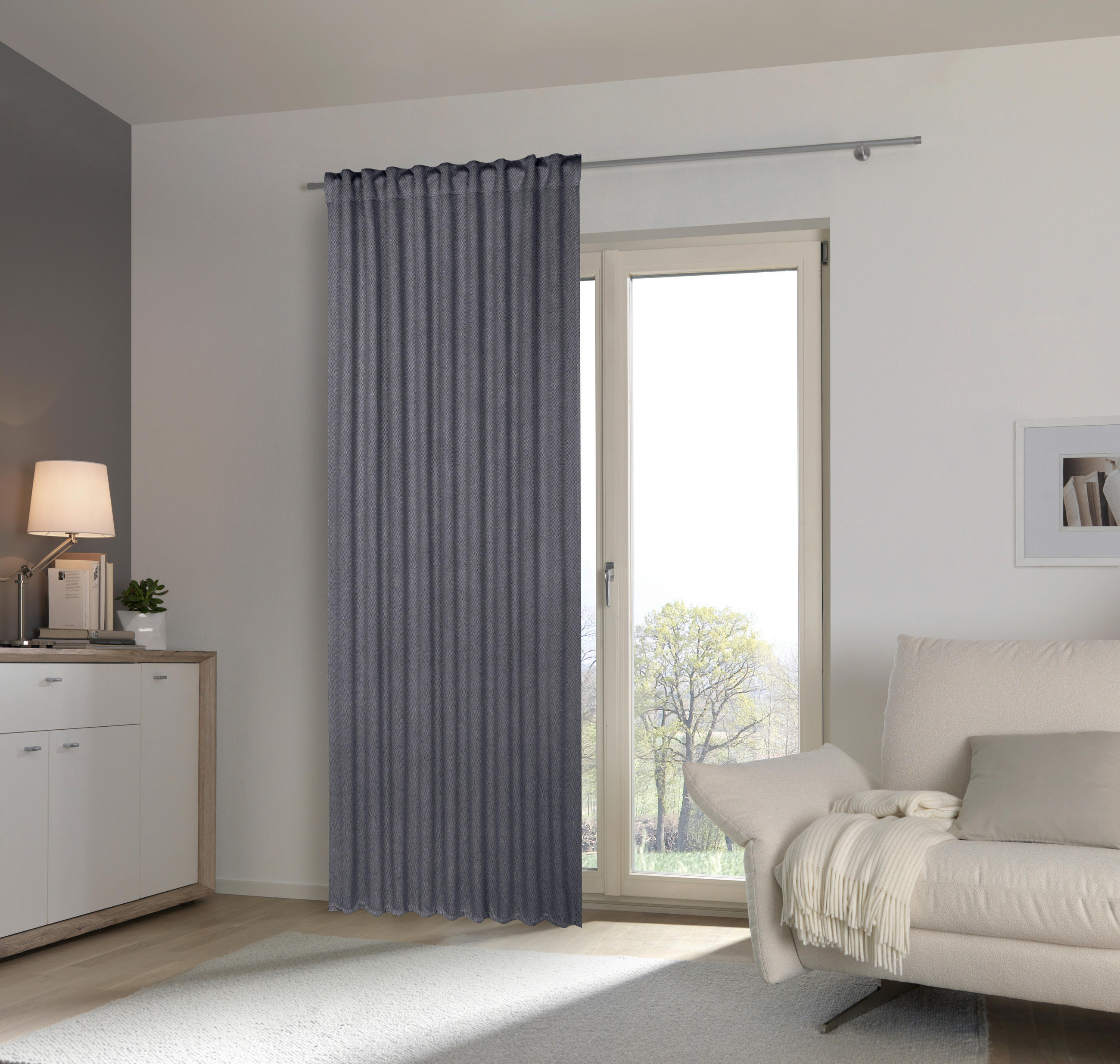 HOTOVÝ ZÁVĚS, neprůsvitné, 135/245 cm - antracitová, Basics, textil (135/245cm) - Esposa