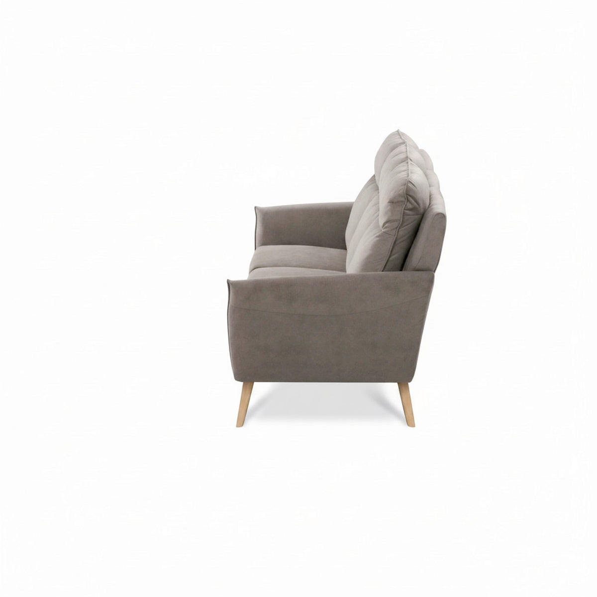 3-SITZER-SOFA  in Mikrofaser Taupe Skandinavisch, Modern  - Taupe/Buchefarben, Design, Holz/Textil (202cm) - Livetastic