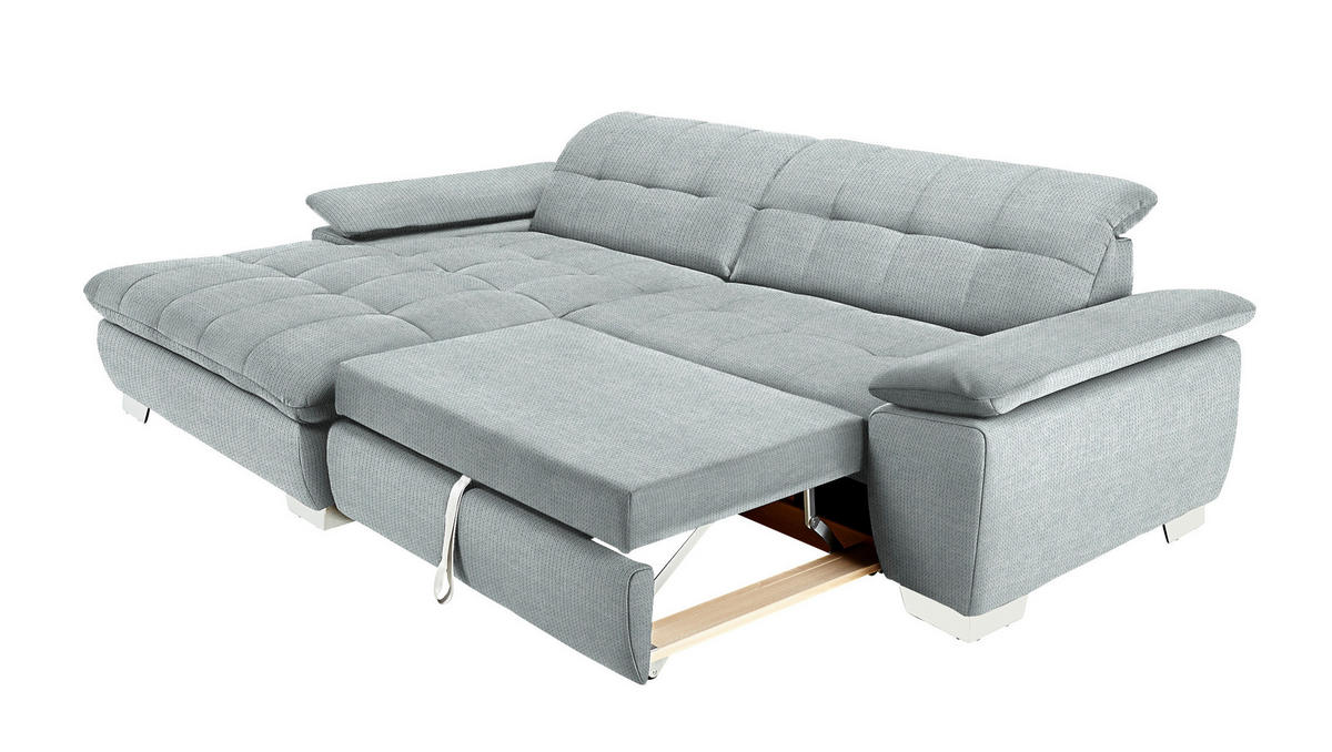 ECKSOFA  in Mikrofaser Platinfarben  180/265 cm  - Platinfarben/Chromfarben, Design, Textil/Metall (180/265cm) - Carryhome