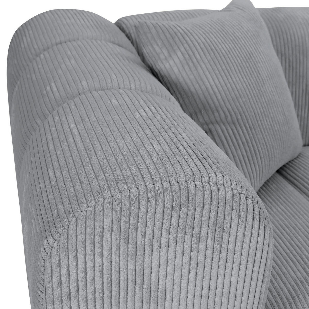 ECKSOFA Hellgrau Cord Zierkissen, Rücken echt  - Hellgrau/Schwarz, KONVENTIONELL, Kunststoff/Textil (250/162cm) - Carryhome