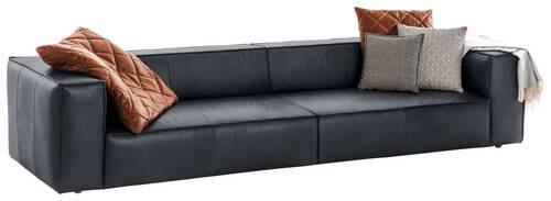 VIERSITZER-SOFA Dunkelblau Echtleder  - Schwarz/Dunkelblau, MODERN, Leder/Kunststoff (300/66/104cm) - Chilliano