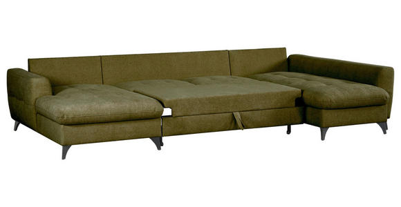 WOHNLANDSCHAFT Grün Chenille  - Schwarz/Grün, KONVENTIONELL, Textil/Metall (160/340/188cm) - Xora