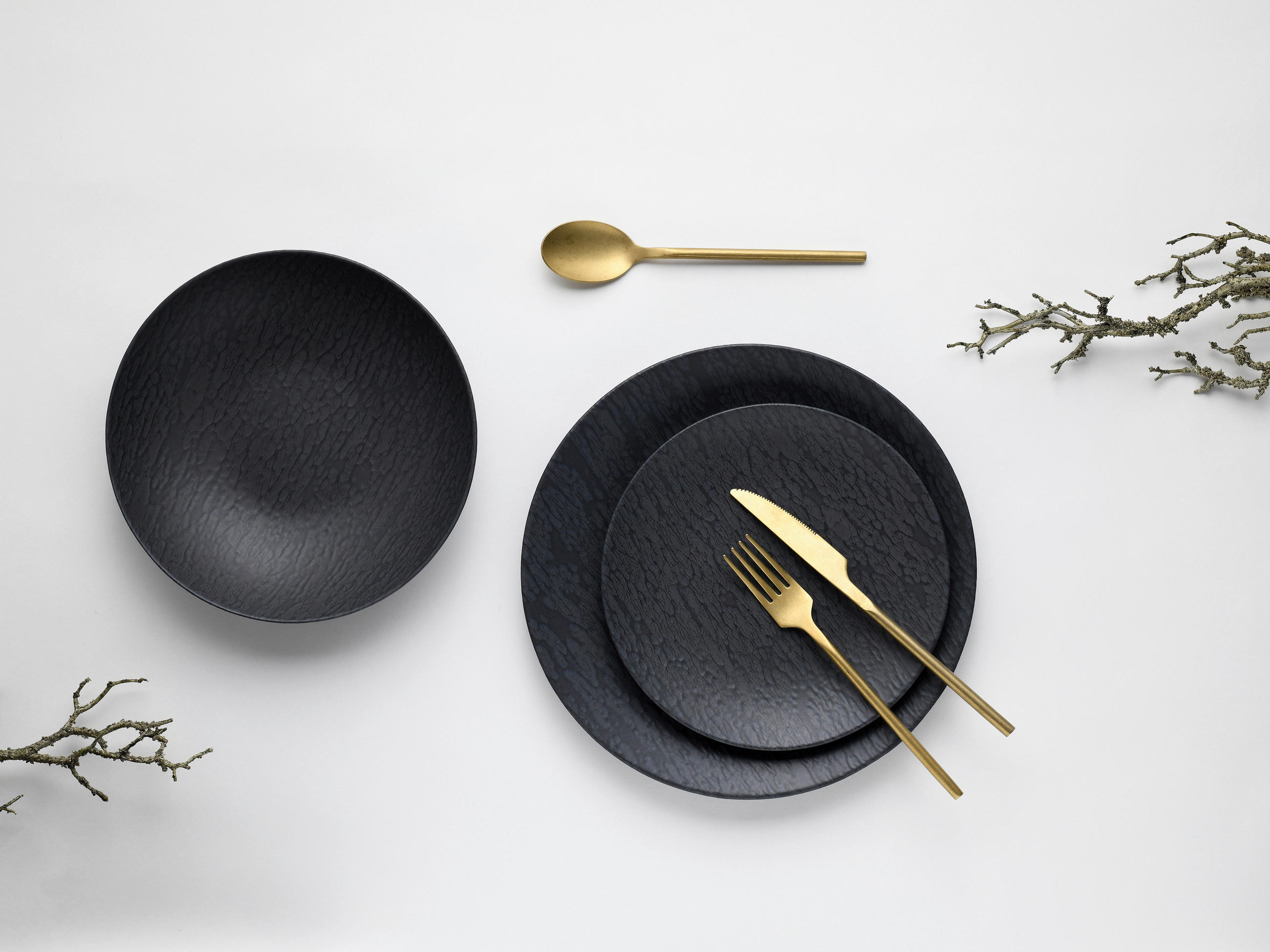 TAFELSERVICE Schwarz 12-teilig  - Schwarz, Trend, Keramik - Creatable