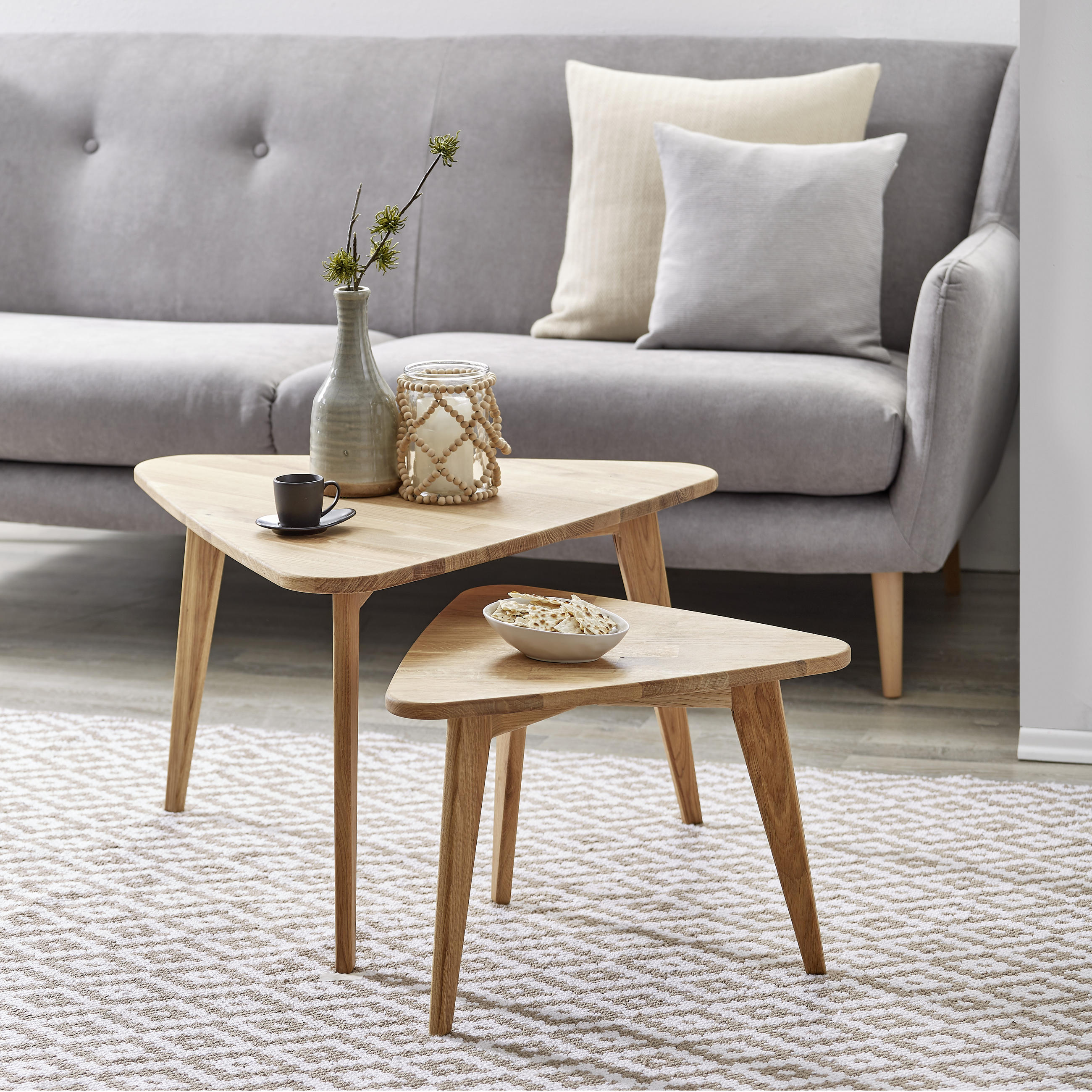 SATZTISCH 70,5/64/44 cm Eiche massiv Eichefarben  - Eichefarben, MODERN, Holz (70,5/64/44cm) - Livetastic