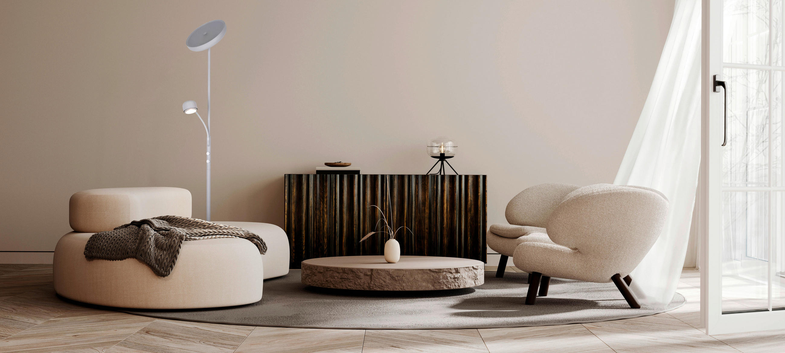 LED-STEHLEUCHTE 26/26/180 cm    - Weiß, Basics, Metall (26/26/180cm) - Näve