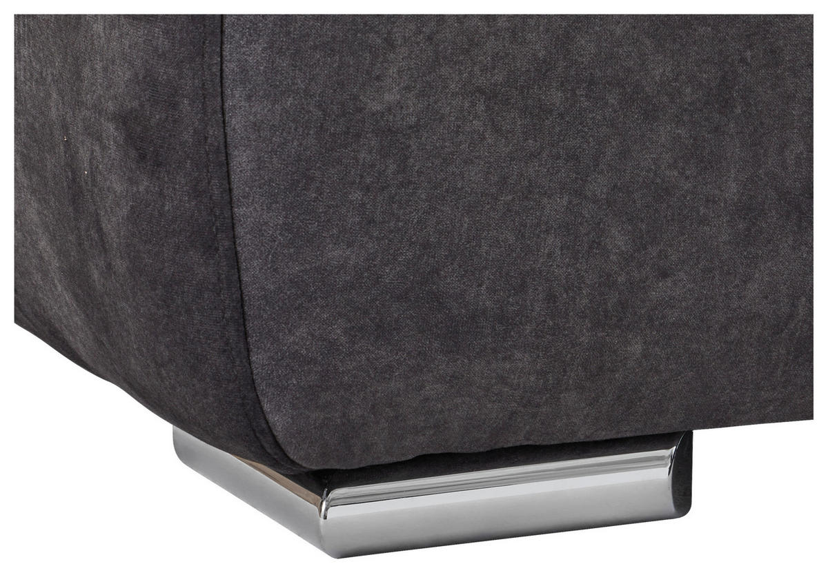 ECKSOFA Graphitfarben Velours  - Chromfarben/Graphitfarben, KONVENTIONELL, Kunststoff/Textil (247/247cm) - Carryhome