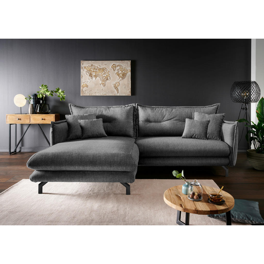 Thumbnail - Livetastic Ecksofa, Grau, Textil, 4-Sitzer, Füllung: Schaumstoff, L-Form, 255x180 cm, Made in Europe, Rücken echt, Armte...