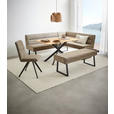 HOCKERBANK 160/49/49 cm Webstoff Schwarz, Taupe  - Taupe/Schwarz, Design, Textil/Metall (160/49/49cm) - Novel