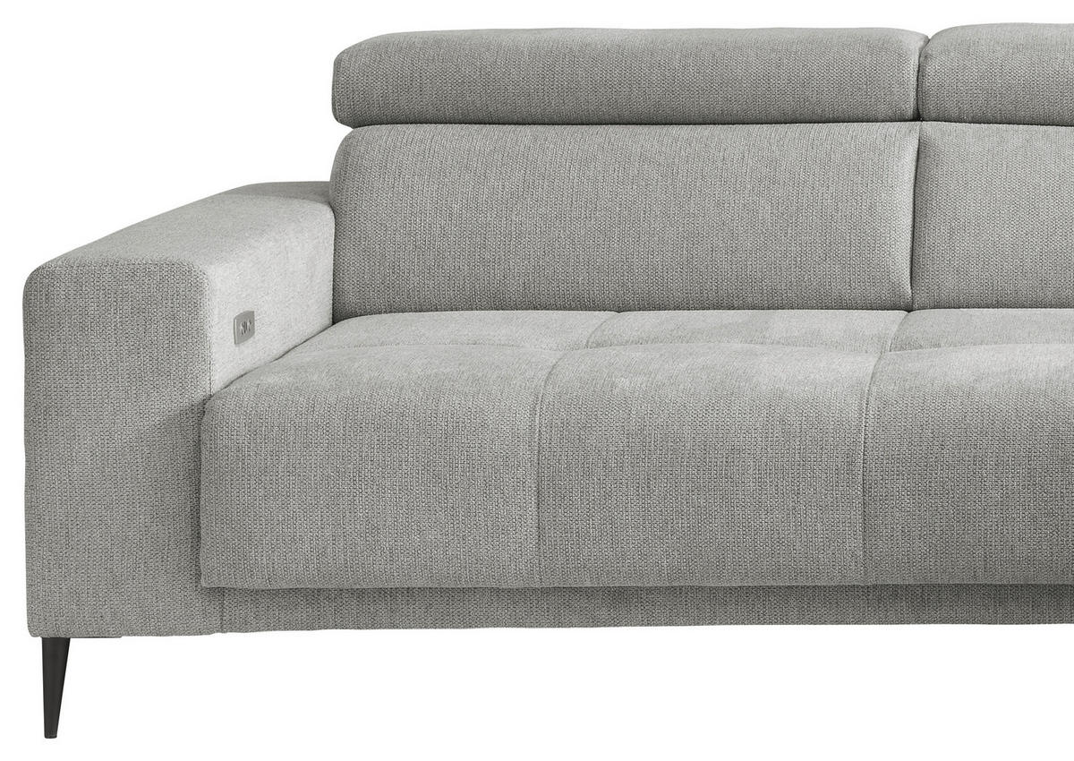 ECKSOFA INTERA in Struktur Grau  305/225 cm  - Schwarz/Grau, KONVENTIONELL, Textil/Metall (305/225cm) - Livetastic