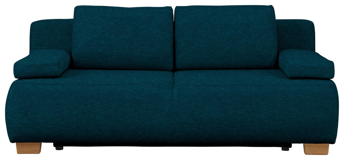BOXSPRINGSOFA  in Webstoff Petrol Skandinavisch  - Petrol/Naturfarben, MODERN, Holz/Textil (205/93/108cm) - Venda