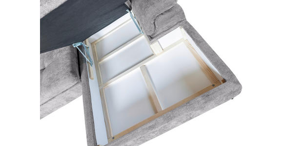 WOHNLANDSCHAFT Hellgrau Struktur  - Hellgrau/Schwarz, KONVENTIONELL, Textil/Metall (253/357/188cm) - Carryhome