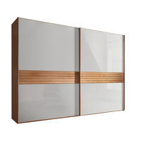 SCHWEBETÜRENSCHRANK  in Weiß, Eichefarben  - Eichefarben/Weiß, Design, Glas/Holz (250/217/67cm) - Venda