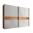 SCHWEBETÜRENSCHRANK in Weiß, Eichefarben - Eichefarben/Weiß, Design, Glas/Holz (300/217/67cm) - Venda