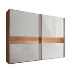 SCHWEBETÜRENSCHRANK  in Weiß, Eichefarben  - Eichefarben/Weiß, Design, Glas/Holz (300/217/67cm) - Venda