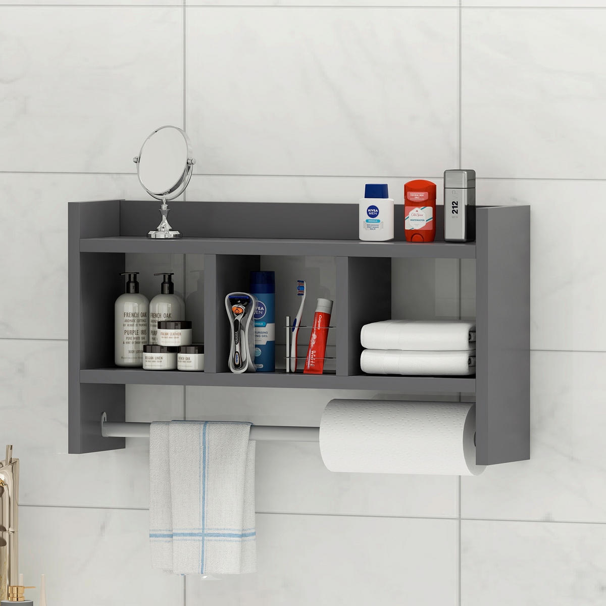 KÖKSHYLLA 64/35/15 cm  i antracit  - antracit, Design, trämaterial (64/35/15cm) - Livetastic