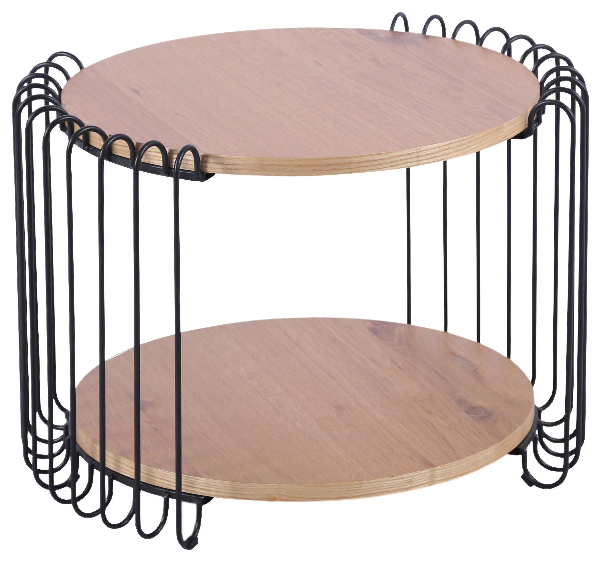 COUCHTISCH Eiche furniert 60/60/48 cm rund Schwarz, Eichefarben  - Eichefarben/Schwarz, Basics, Holz/Holzwerkstoff (60/60/48cm) - Stylife