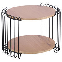 COUCHTISCH Eiche furniert 60/60/48 cm rund Schwarz, Eichefarben  - Eichefarben/Schwarz, Basics, Holz/Holzwerkstoff (60/60/48cm) - Stylife