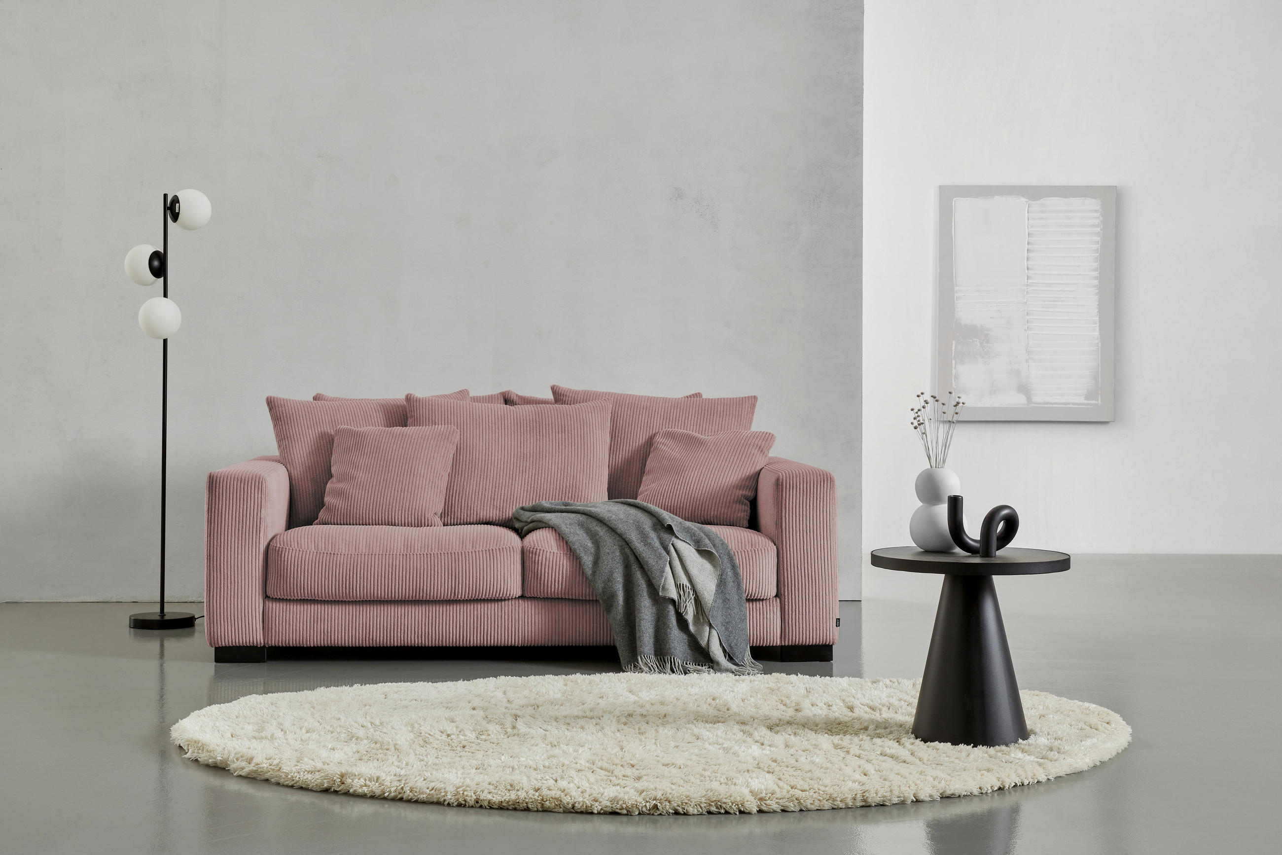 2,5-SITS SOFFA i manchester rosa  - svart/rosa, Klassisk, trä/textil (203/83/126cm) - MID.YOU
