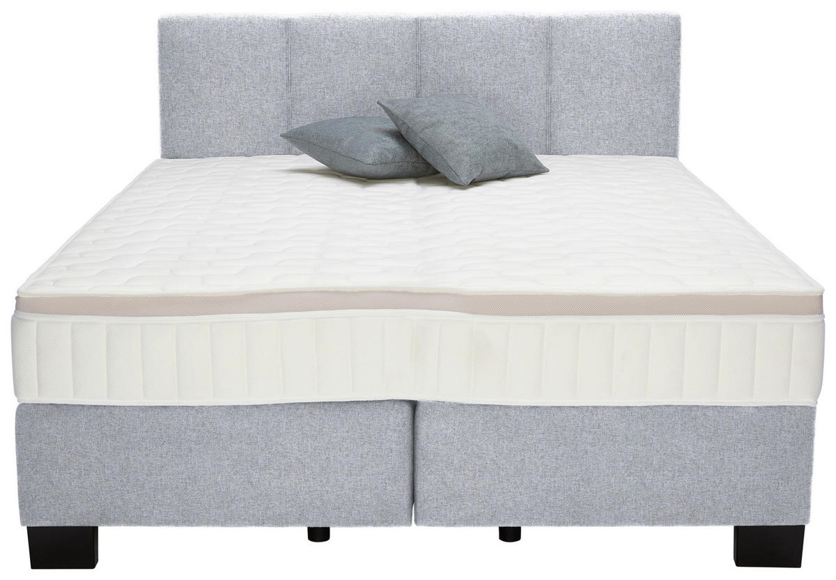 BOXSPRINGBETT 200/200 cm  in Hellgrau  - Hellgrau/Schwarz, Design, Kunststoff/Textil (200/200cm) - Hom`in